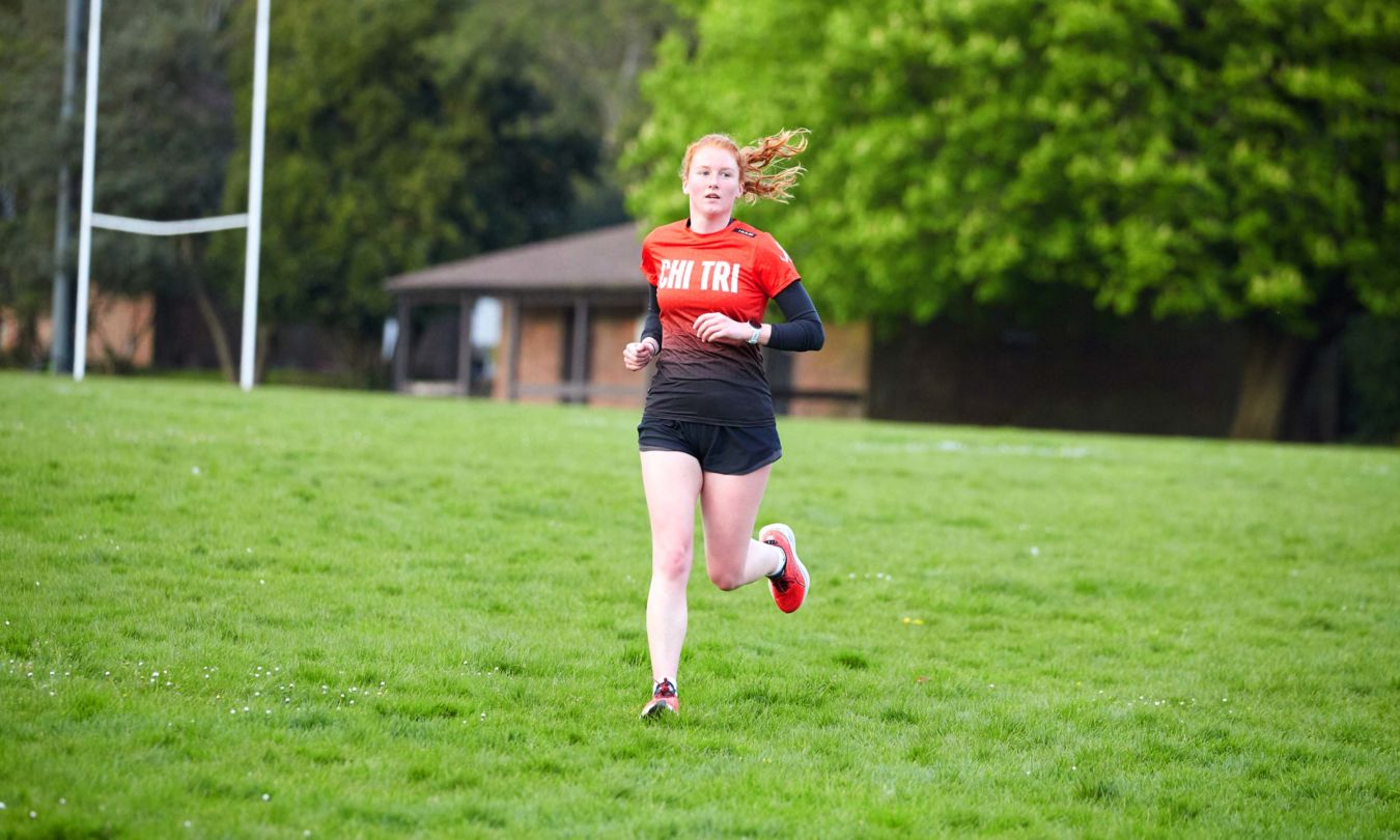 Chichester Triathlon Club female athlete during run training session on Wednesdays