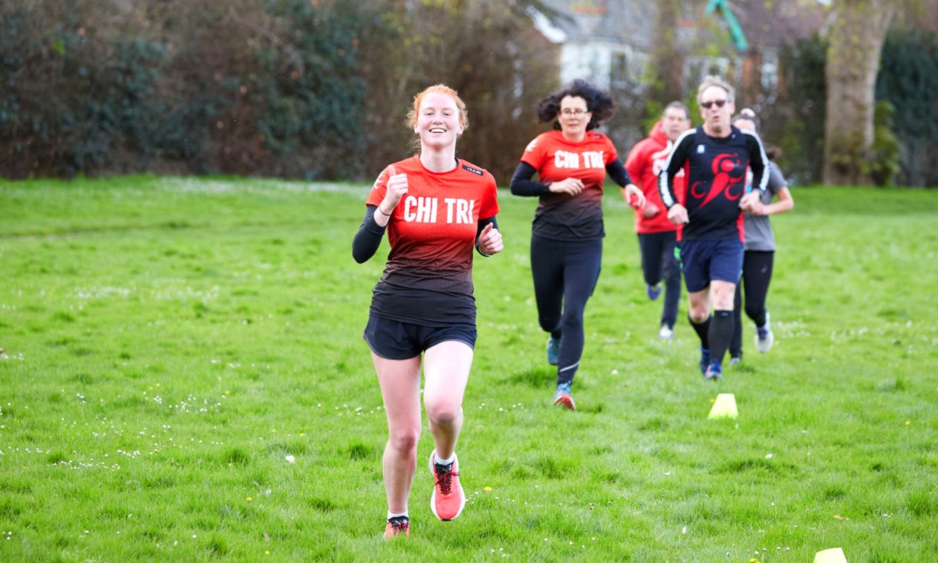 Chichester Triathlon Club female athlete running during training session