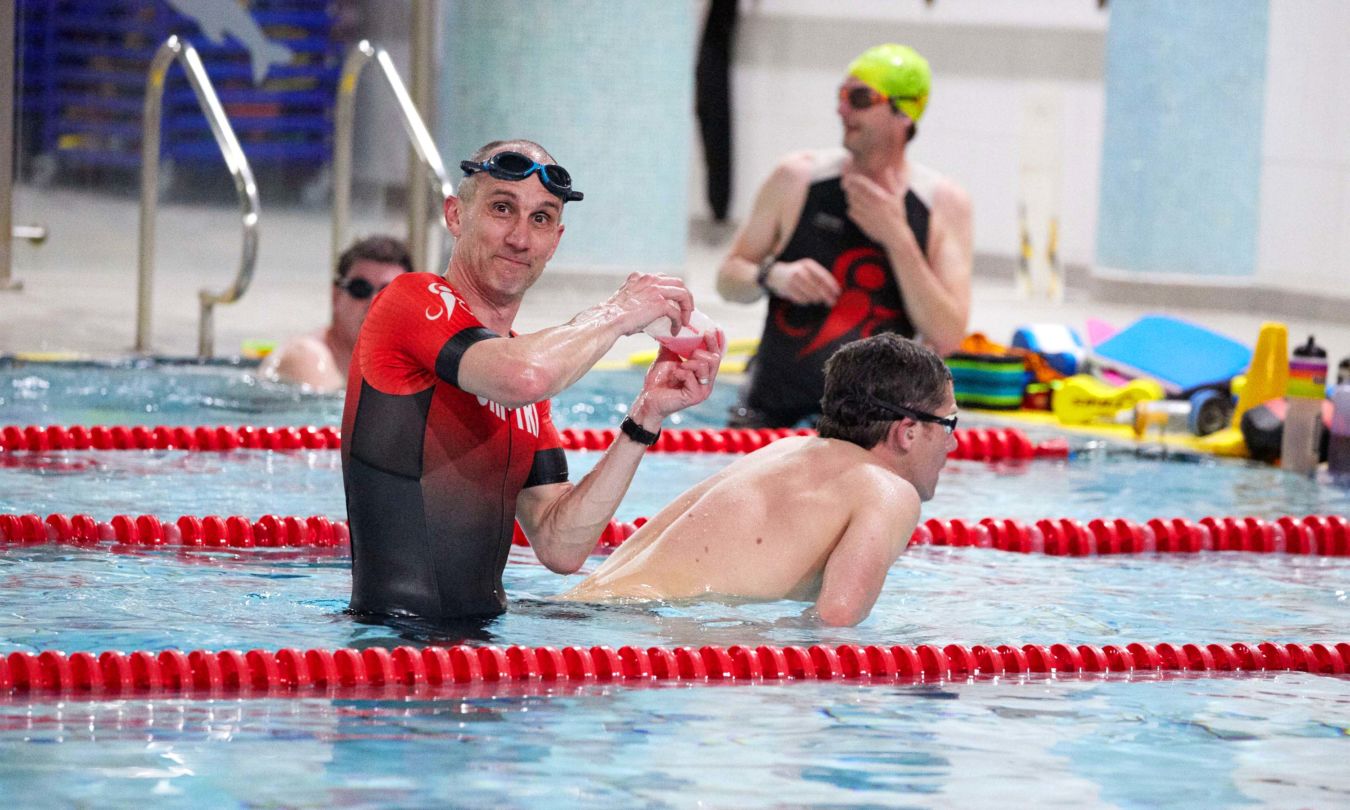 Chichester Triathlon Club member during a swim session on a Tuesday night