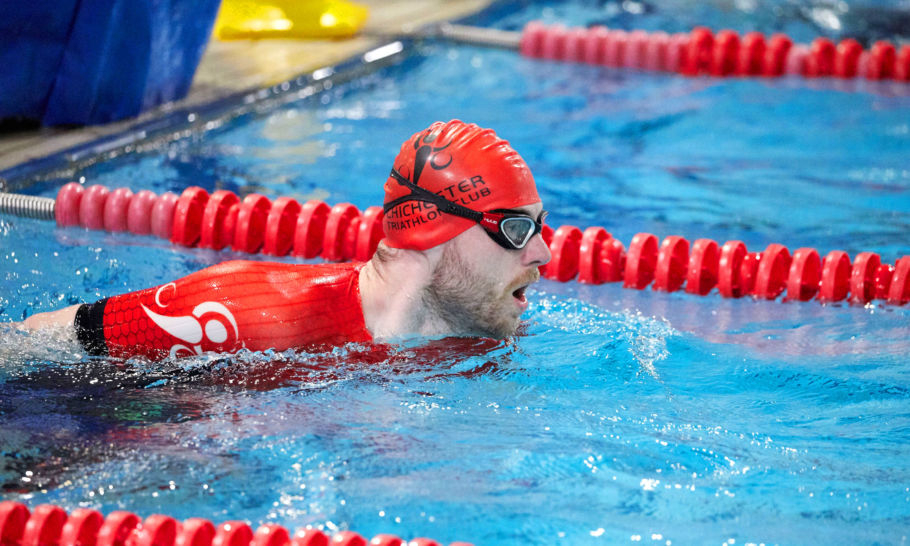 Chichester Triathlon Club member training in the a 33m pool