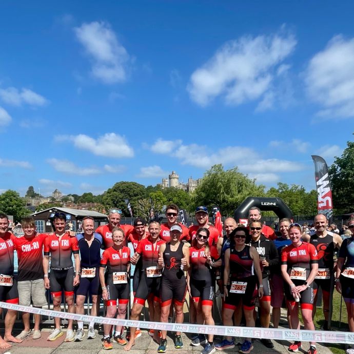 Chi-Tri Club picture post race at the Arundel Triathlon May 18th 2025