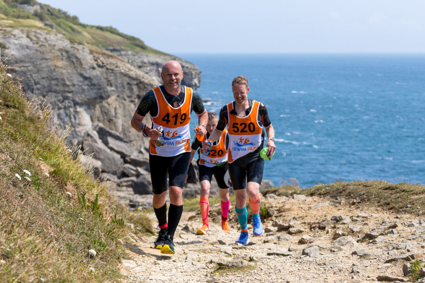 Studland Bay Swim Run event 2025 Chi Tri members on course