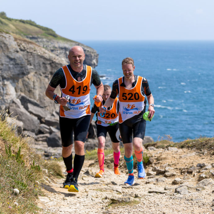 Studland Bay Swim Run event 2025 Chi Tri members on course